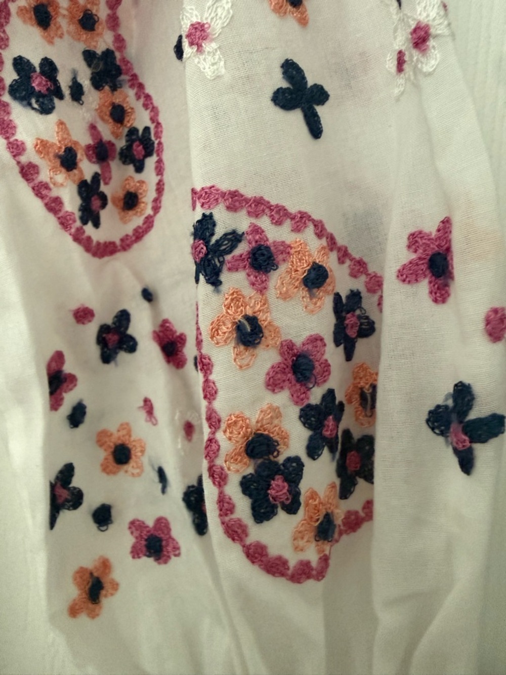 TAJ by Sabrina Crippa White Maxi Dress w\Pink & Navy Embroidery Size Small NWT - Picture 4 of 6